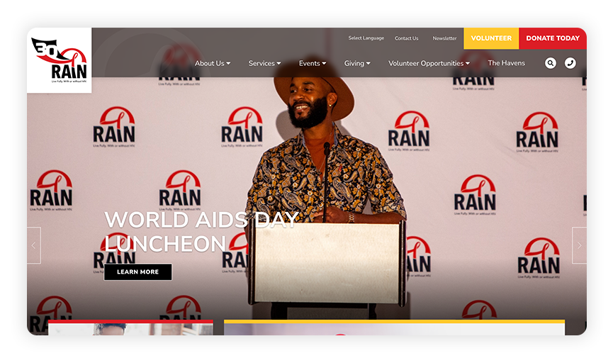 This is a screenshot of the RAIN site, which is one of the best nonprofit websites.