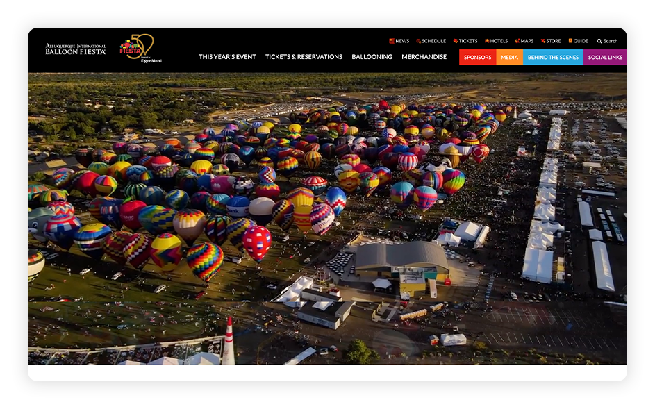 The Balloon Fiesta website's use of imagery makes it stand out as one of the best association websites.