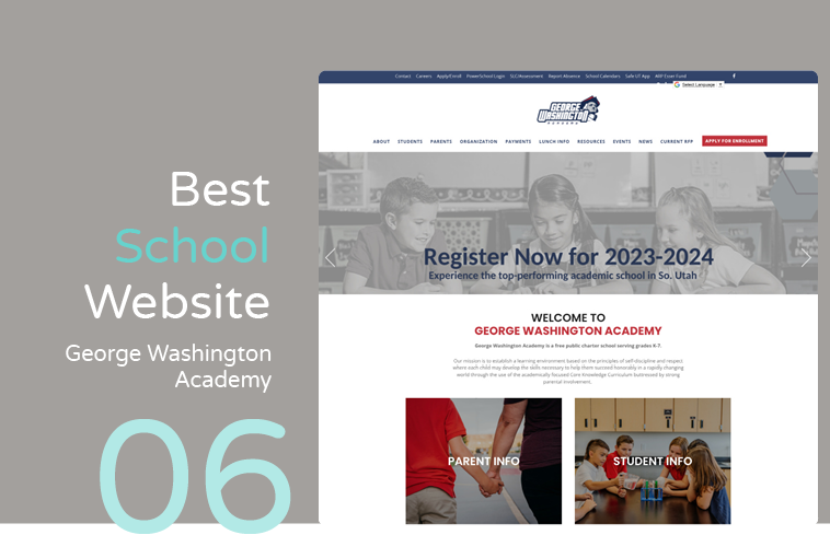 George Washing Academy has a beautiful school website design that accurately represents its brand.