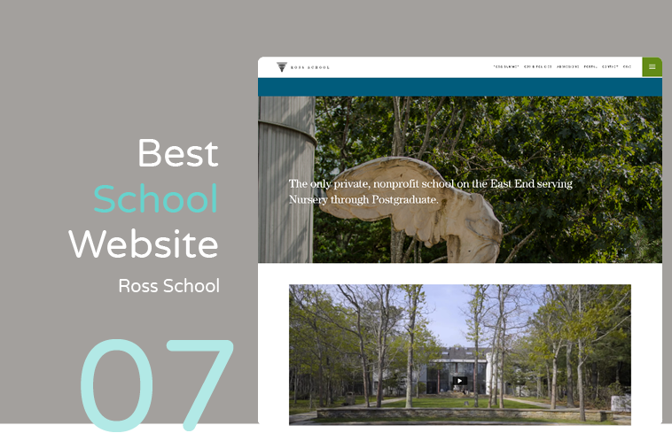 The Ross School has beautiful images in its school website design.