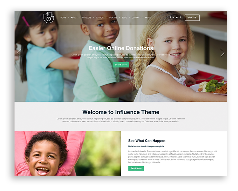 Nonprofit website theme example
