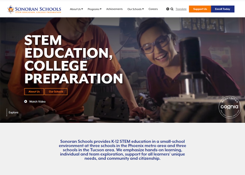 Best school website design: George Washington Academy