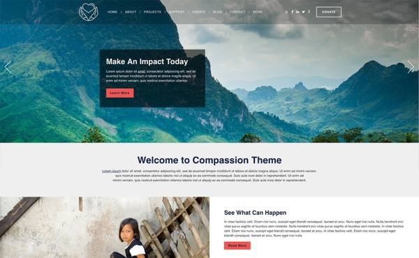 <p>Compassion nonprofit website theme.</p>