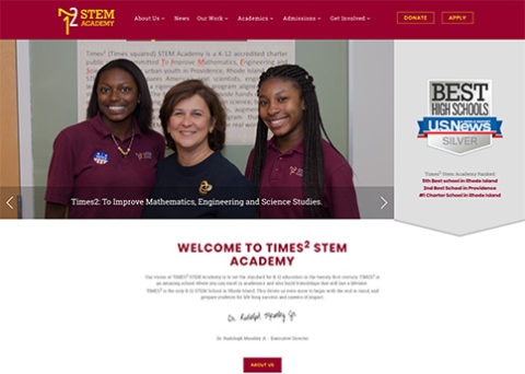 Times2 STEM Academy school website design by Morweb