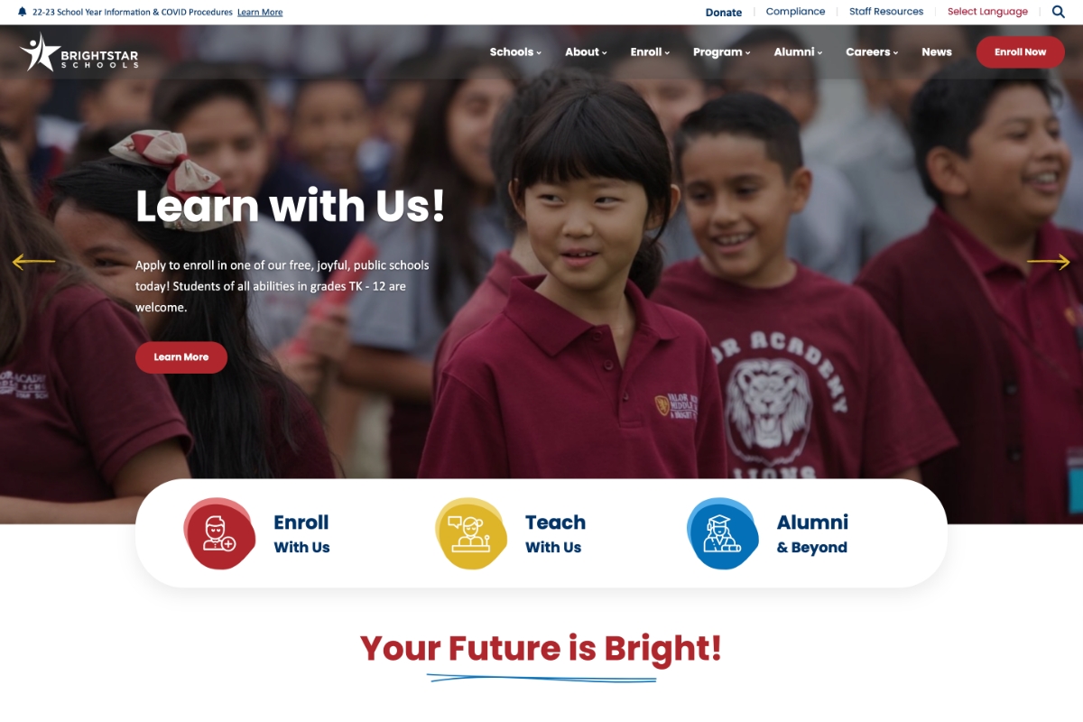 Bright Star Schools Website Desktop Preview