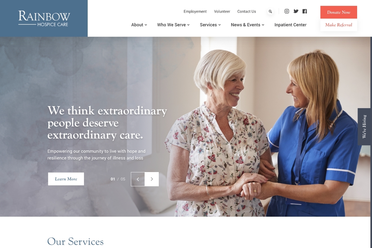 Rainbow Hospice Care Website Desktop Preview