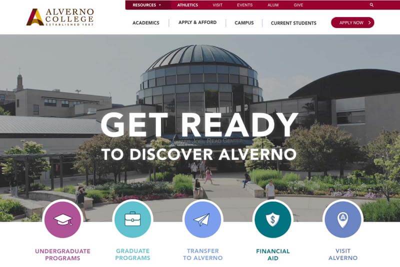 Alverno College Website Desktop Preview