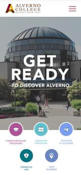 Alverno College Website Mobile Preview