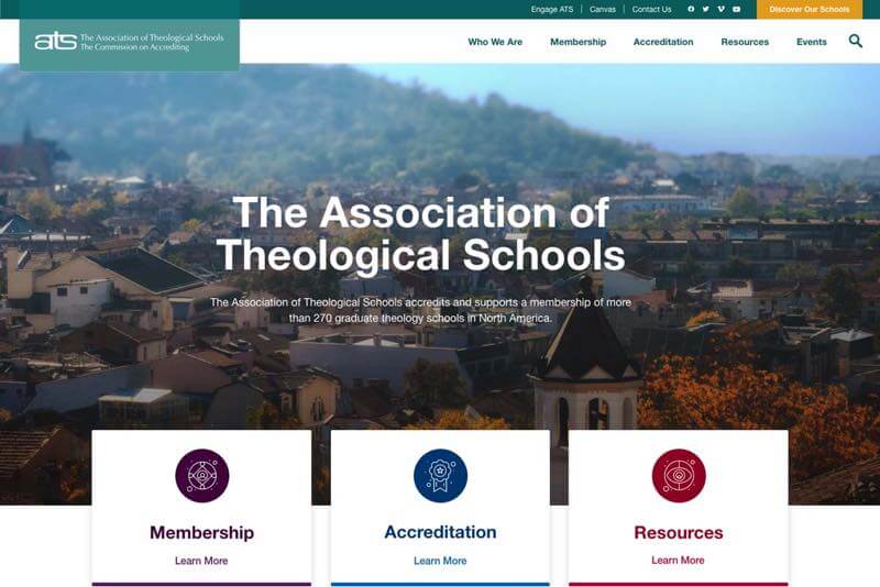 The Association of Theological Schools Website Desktop Preview