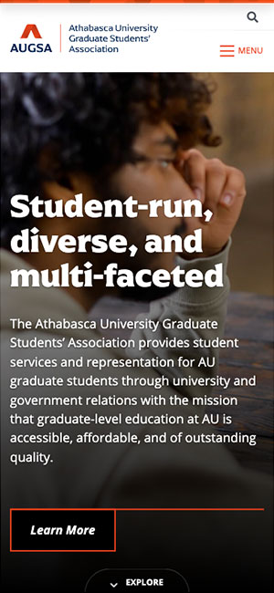 Athabasca University Graduate Students' Association Website Mobile Preview