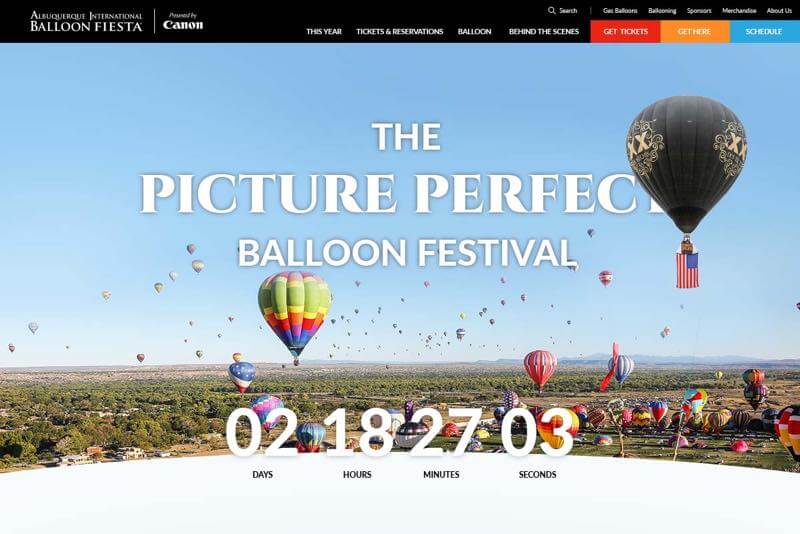 Balloon Fiesta Website Desktop Preview