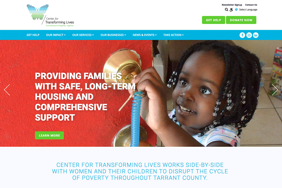 Center for Transforming Lives Website Desktop Preview
