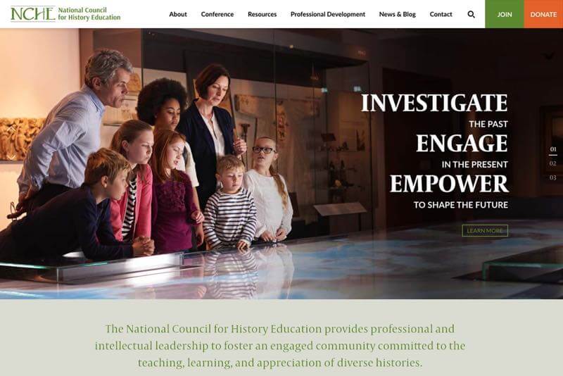 National Council for History Education Website Desktop Preview