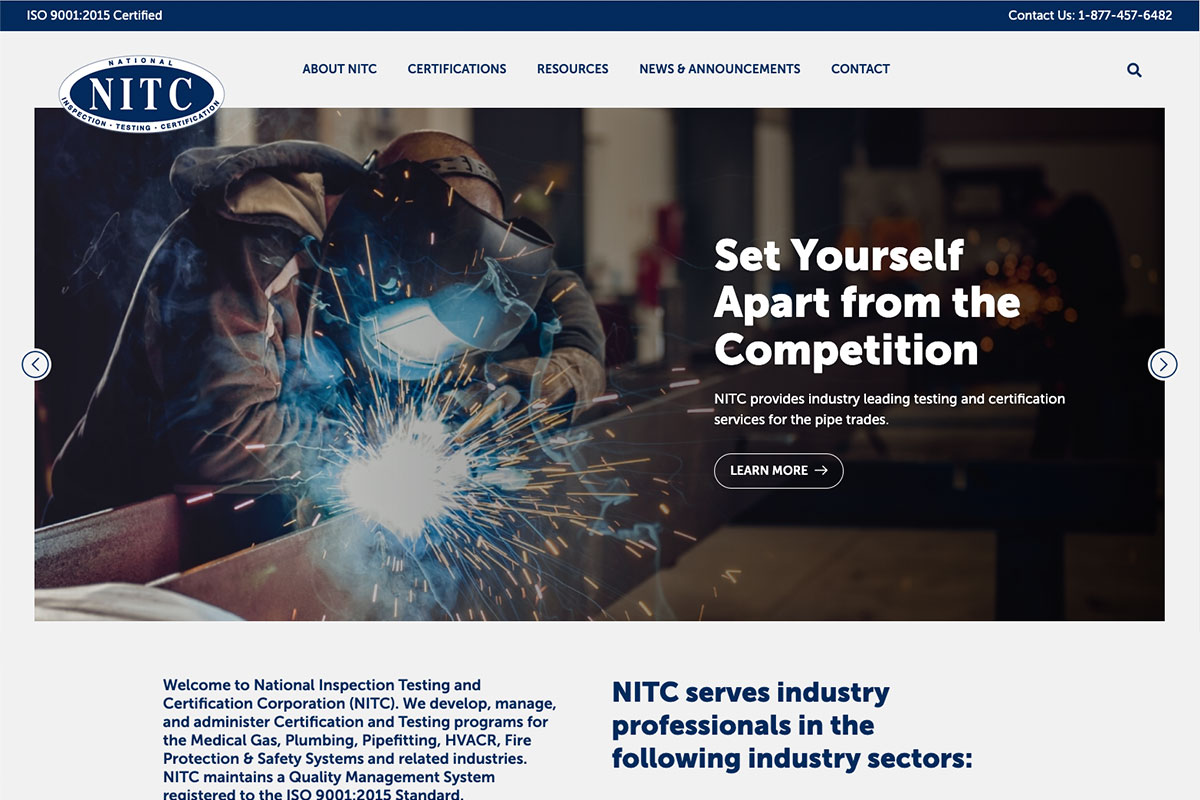 National Inspection Testing and Certification Corporation Website Desktop Preview