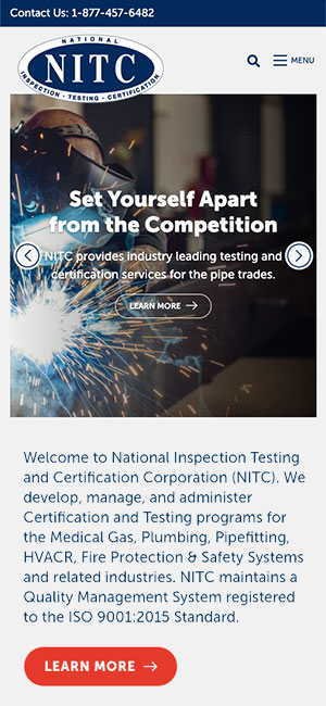 National Inspection Testing and Certification Corporation Website Mobile Preview