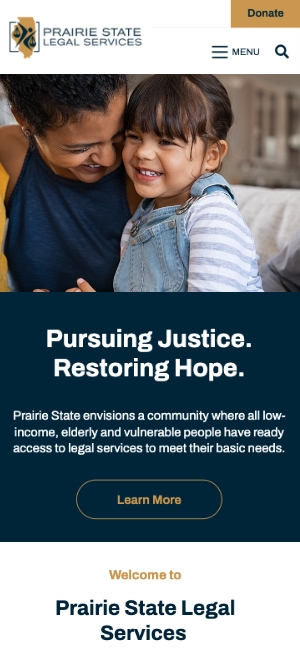 Prairie State Legal Services Website Mobile Preview