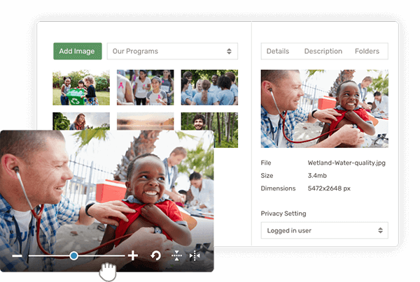Morweb easily lets you add and optimize images for your website design.