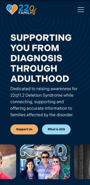 22q Family Foundation Website Mobile Preview