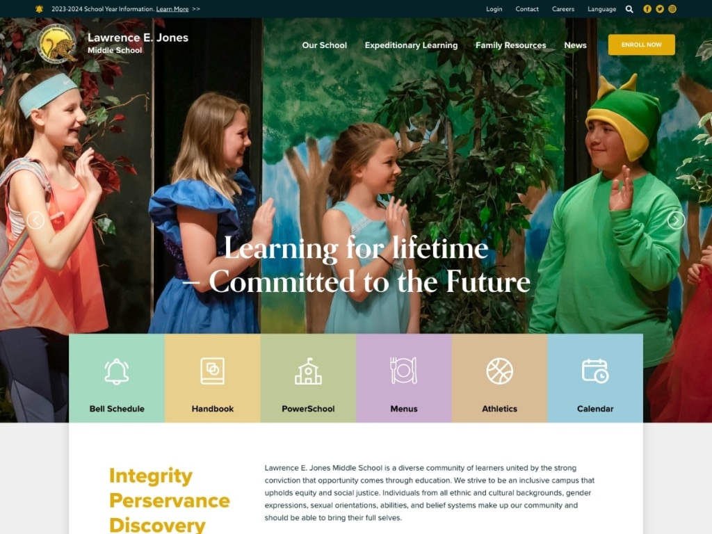 A screetshot of CRPUSD's new site
