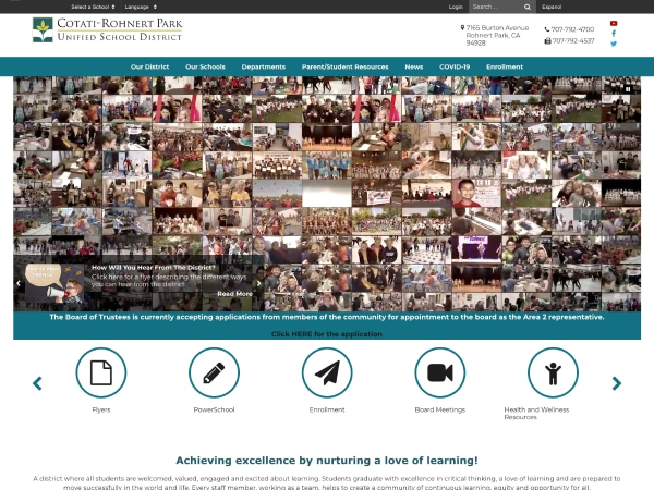 A screetshot of CRPUSD's new site