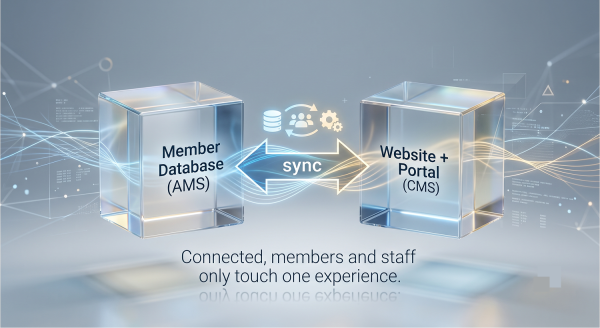 How the member database and the association website should connect through a member portal