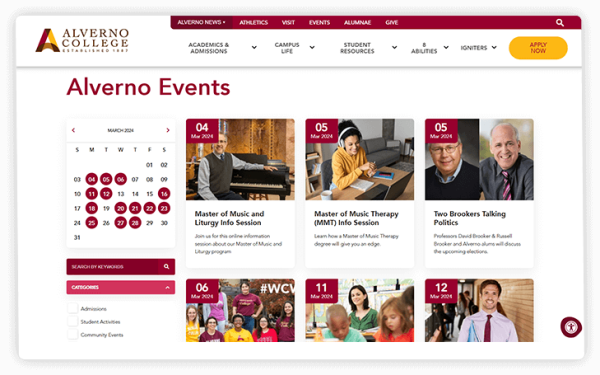 Feature an events calendar on your website to make it easy for businesses and employees to attend.