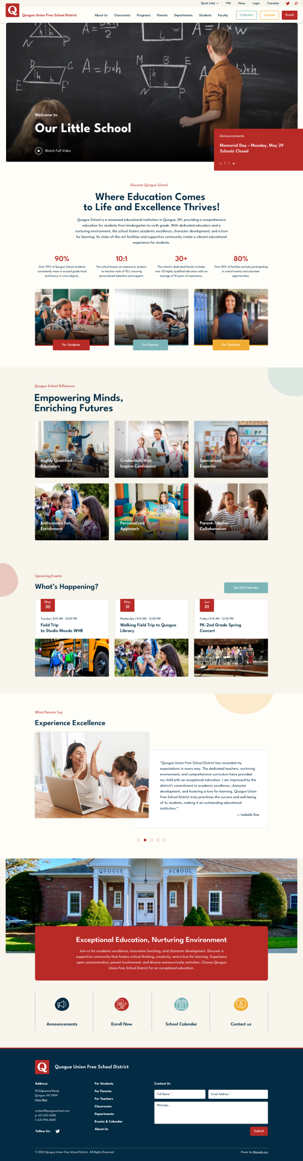 A screetshot of MSA's new site