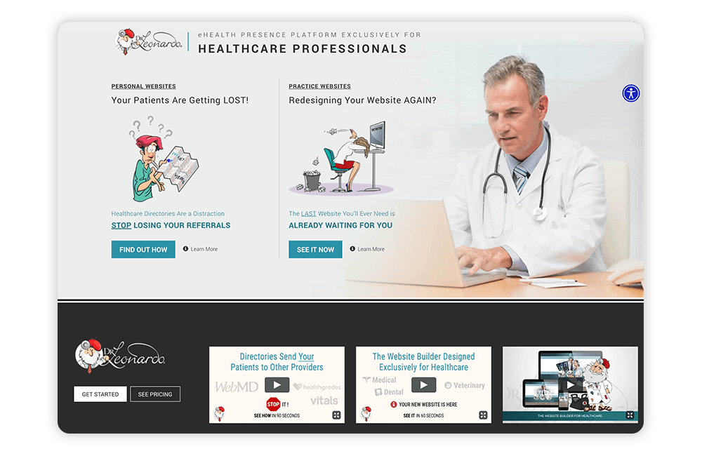 Check out Dr. Leonardo's healthcare website builder.