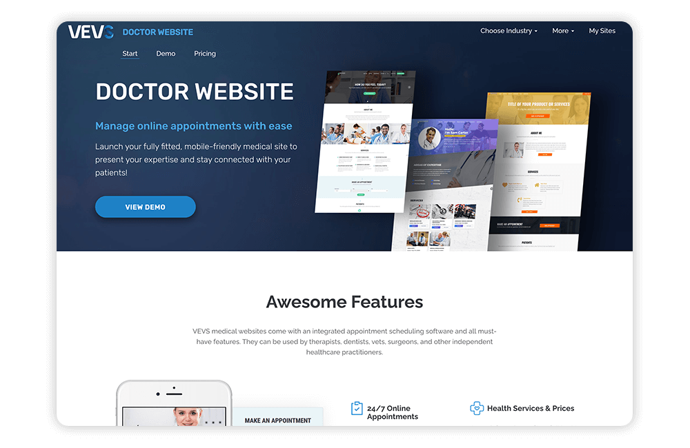 Check out VEVS' medical website builder.