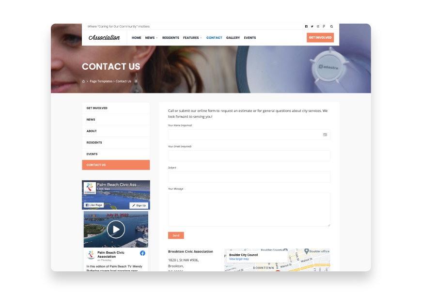 Your website template should feature a "Contact Us" tab to support people with questions.
