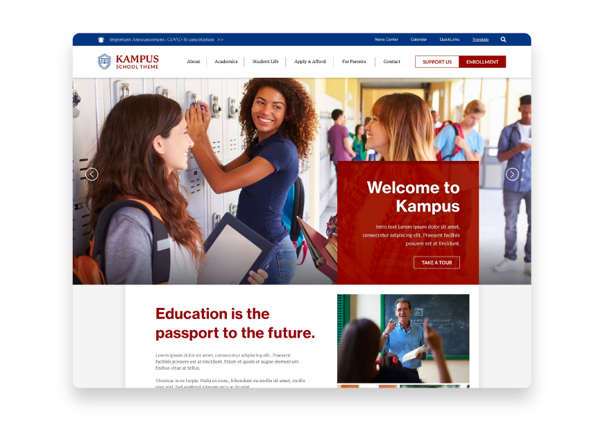 Kampus is a well-designed template with intuitive features. 