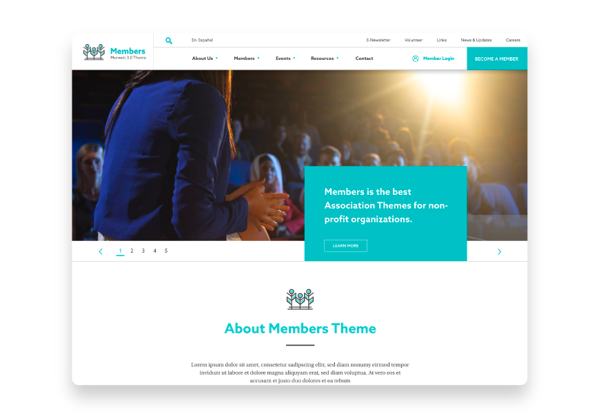 Morweb's website template Members can help associations make an eye-catching website. 