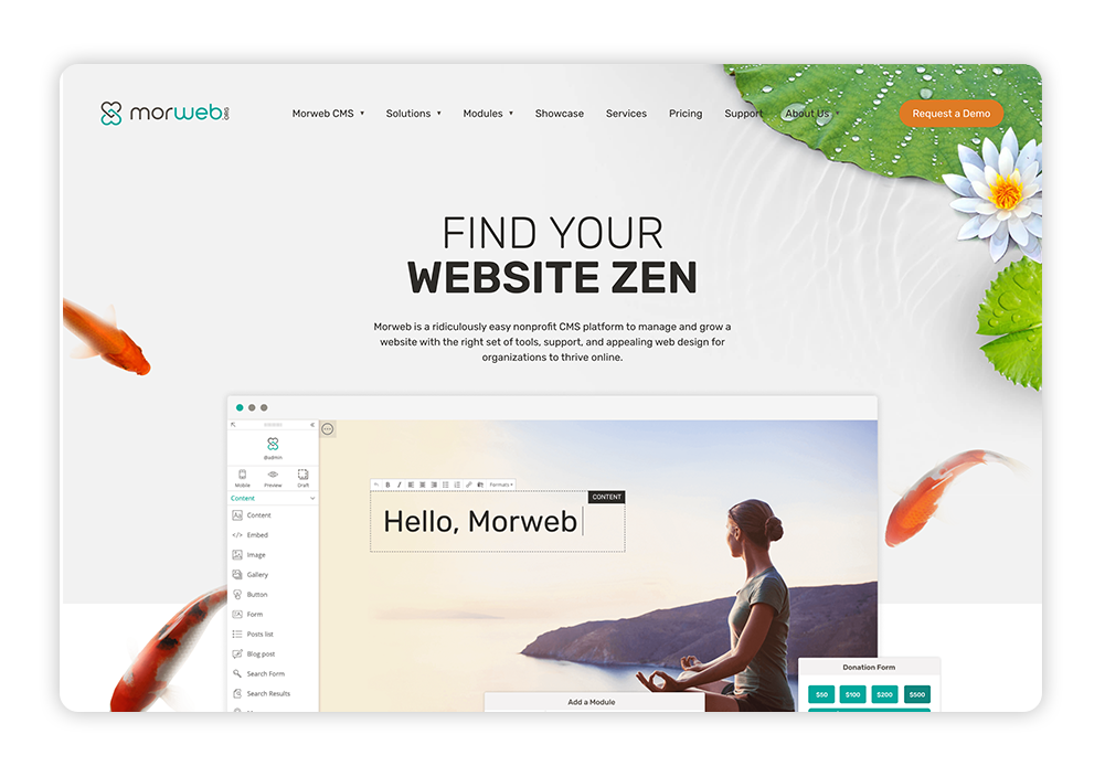 Morweb is a user-friendly nonprofit CMS tailored to meet nonprofits’ needs. 