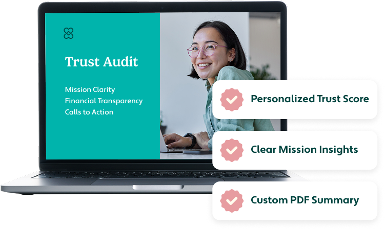 laptop showing nonprofit website mission clarity and transparency example