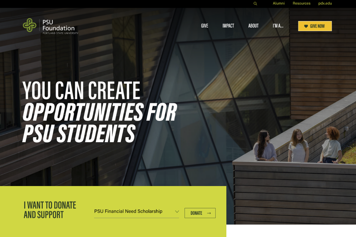 PSU Foundation Website Desktop Preview