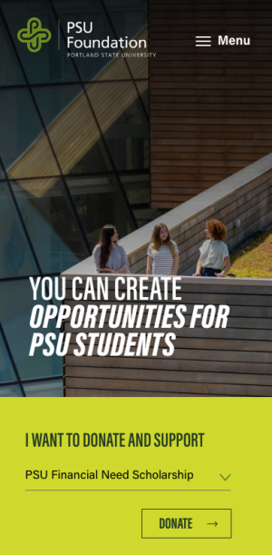 PSU Foundation Website Mobile Preview