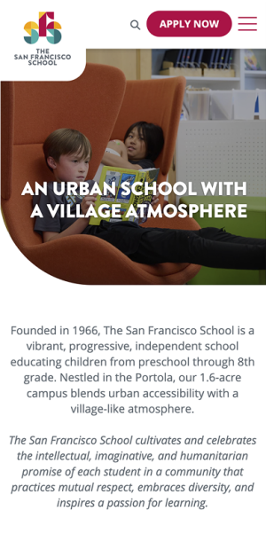 San Francisco School Website Mobile Preview