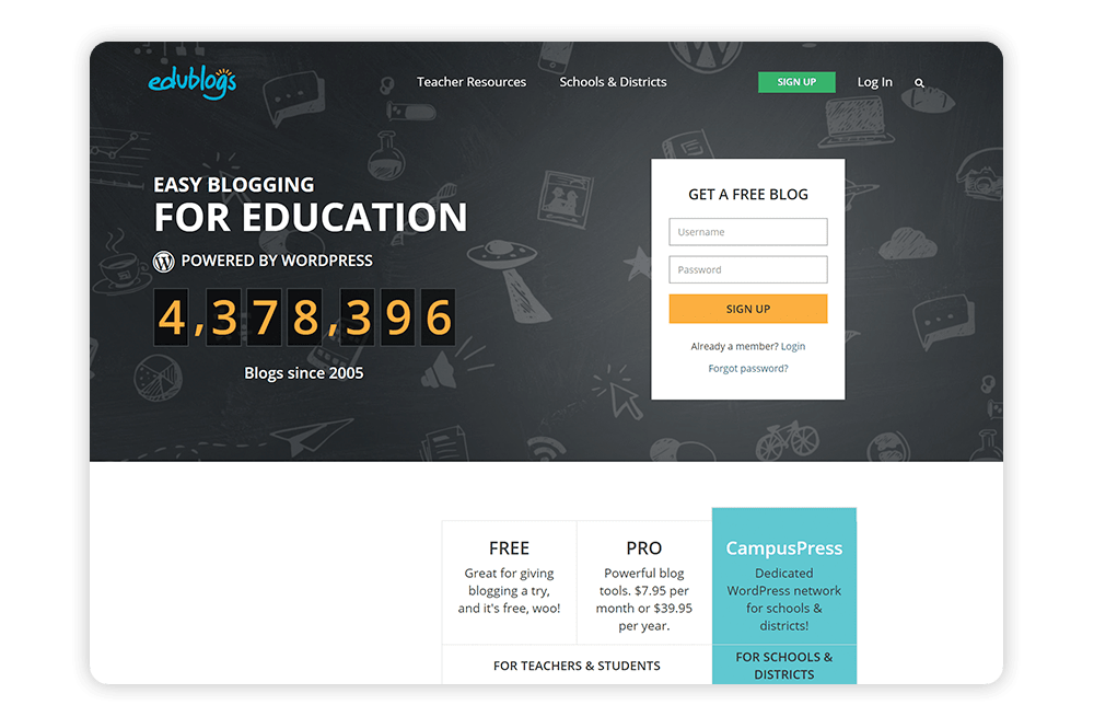 Explore Edublog's school website builder.