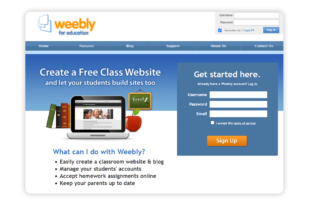 Take a look at Weebly's website builder for teachers and schools.