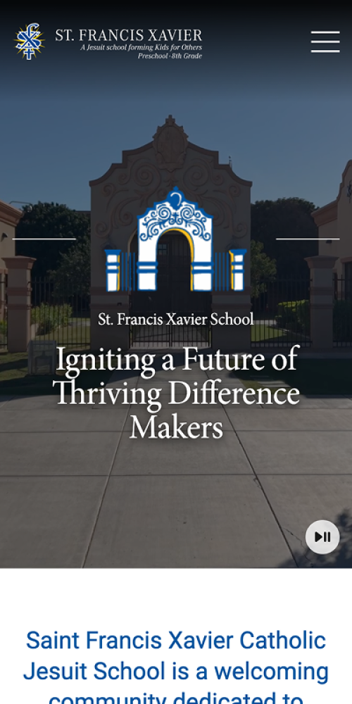 Saint Francis Xavier Catholic Jesuit School Website Mobile Preview