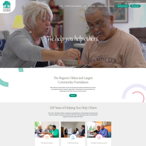 Nonprofit real-world example of The Dayton Foundation Home Page