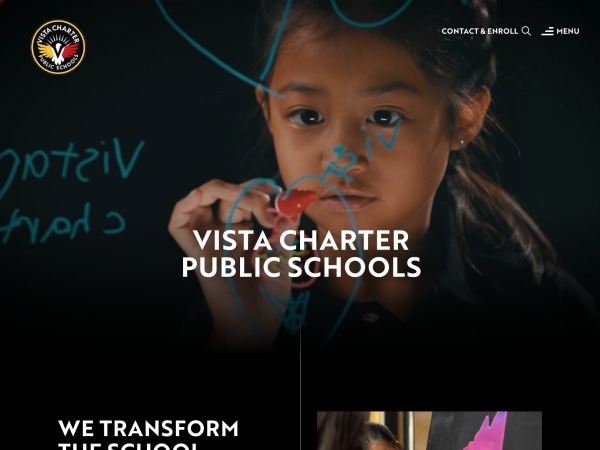 A screetshot of Vista Charter Schools' new site