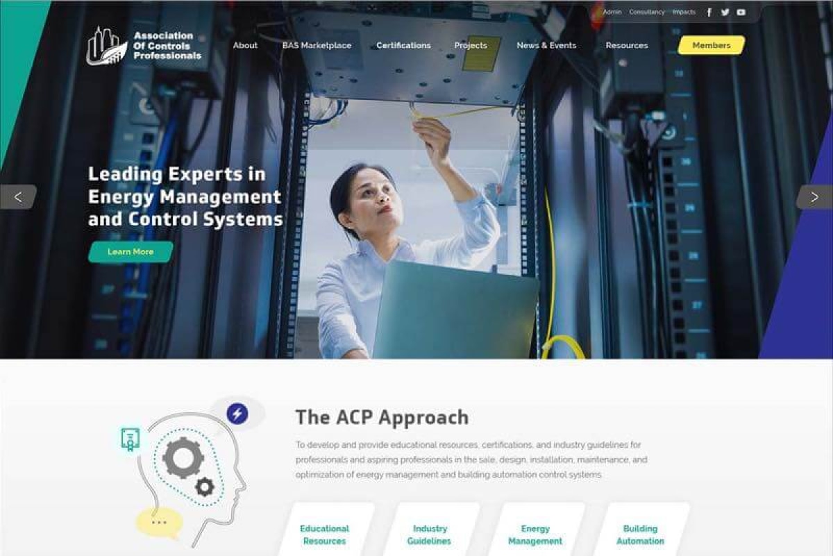 Association of Controls Professionals Website Desktop Preview