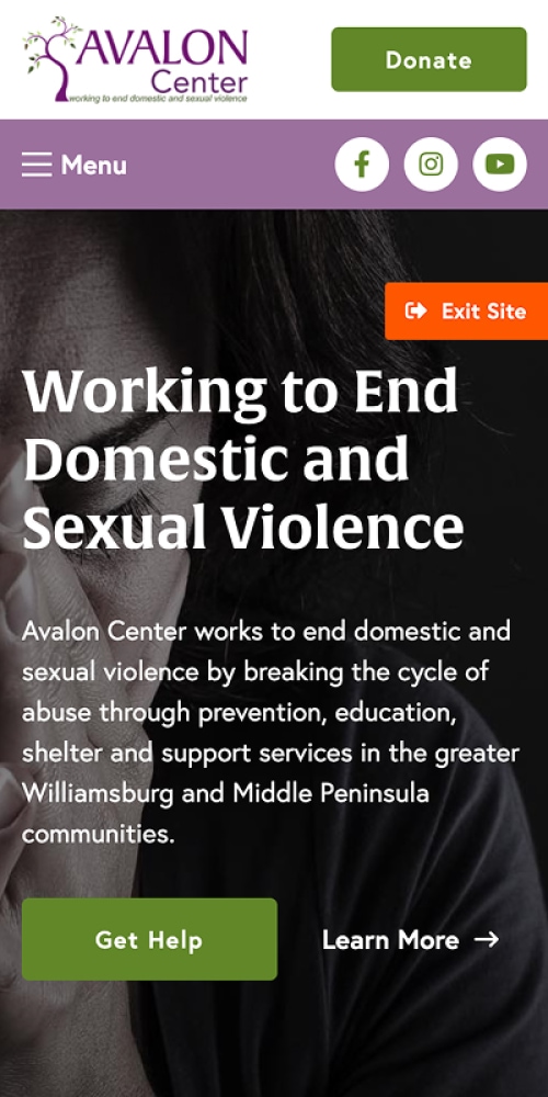 Avalon Center Website Mobile Preview