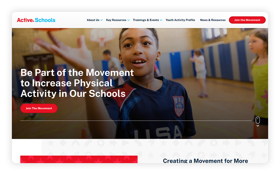 Active Schools is an example of one of the best association websites built with a generic website builder.