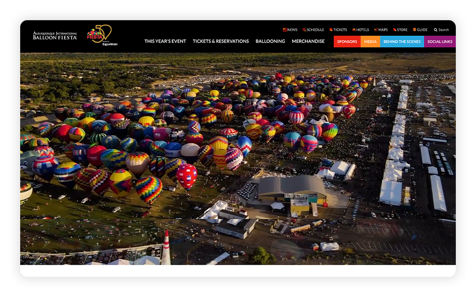 The Balloon Fiesta website's use of imagery makes it stand out as one of the best association websites.
