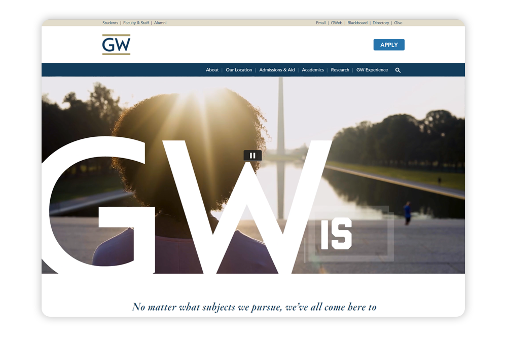 George Washington University has an interactive website design