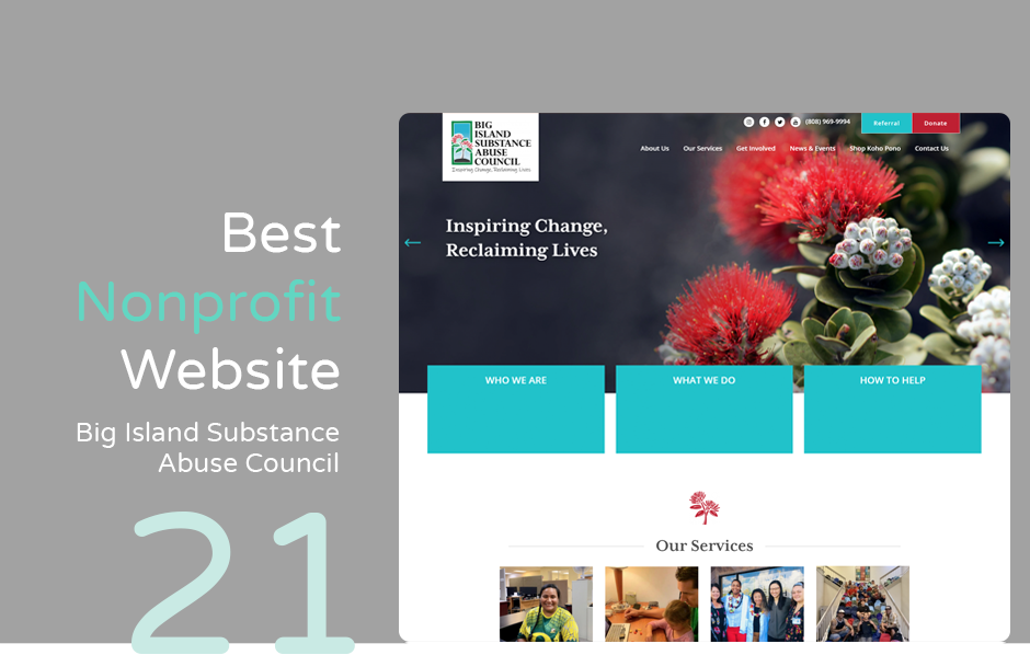 Best nonprofit website: Big Island Substance Abuse Council