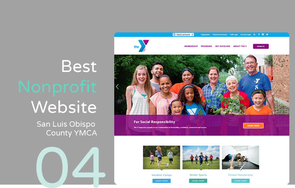 Best nonprofit website example: San Luis Obispo County YMCA