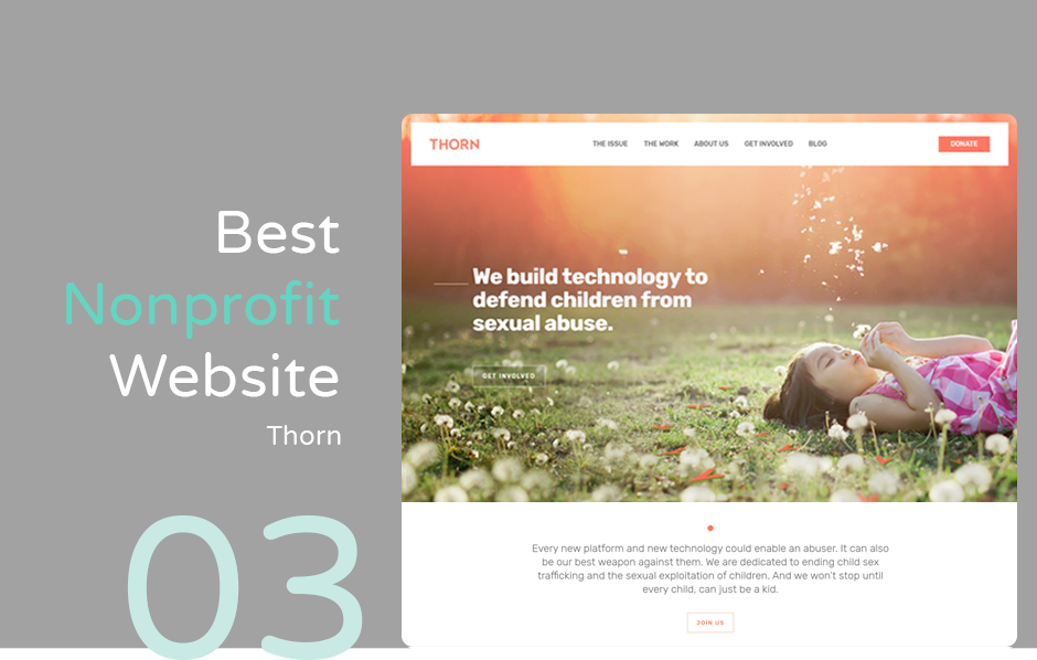 Best nonprofit website example: Thorn